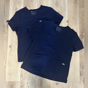 2 pairs Figs navy scrub tops